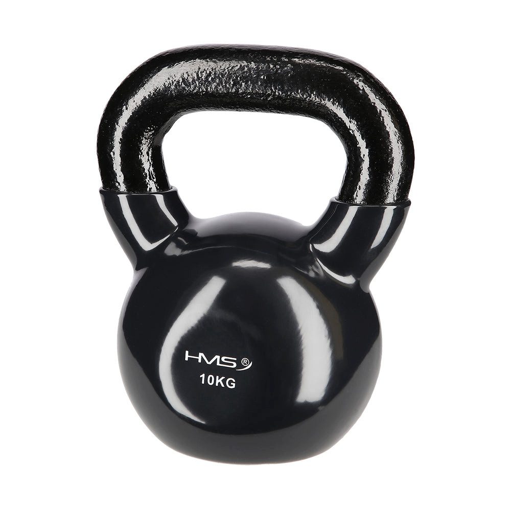 HMS Kettlebell Kugelhantel Schwunghantel Krafttraining, (Spar-Set), Gusseisen, Vinylmantel, flache Standfläche