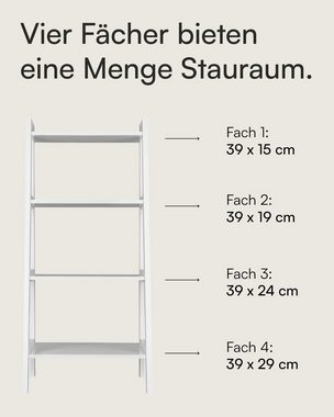 shelfmade Badregal Rauma Regal mit drei Ablageböden schmales Leiterregal aus Holz, weiß