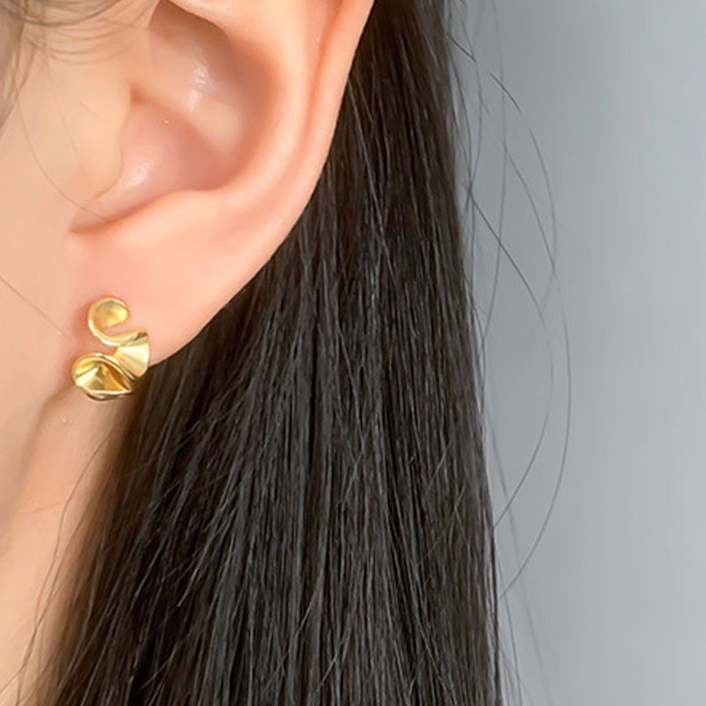 AUzzO~ Paar Ohrhänger Paar Ohrringe Damenschmuck 925Silber minimalistische Linien Ohrstecker (2 Stück), Hochzeits-Accessoires Gold