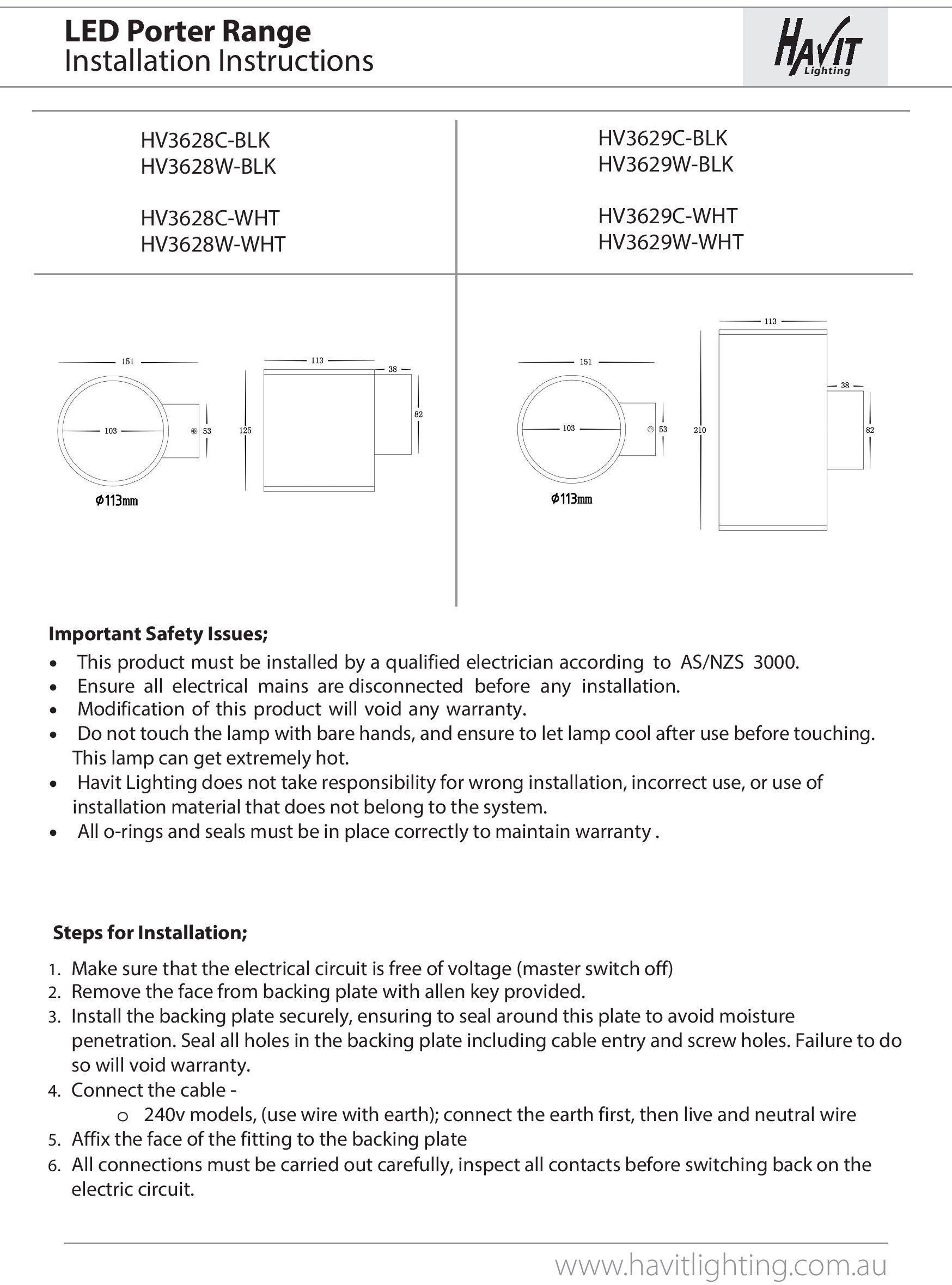 Havit Lighting LED fest PORTER, Wandleuchte integriert, Warmweiß LED