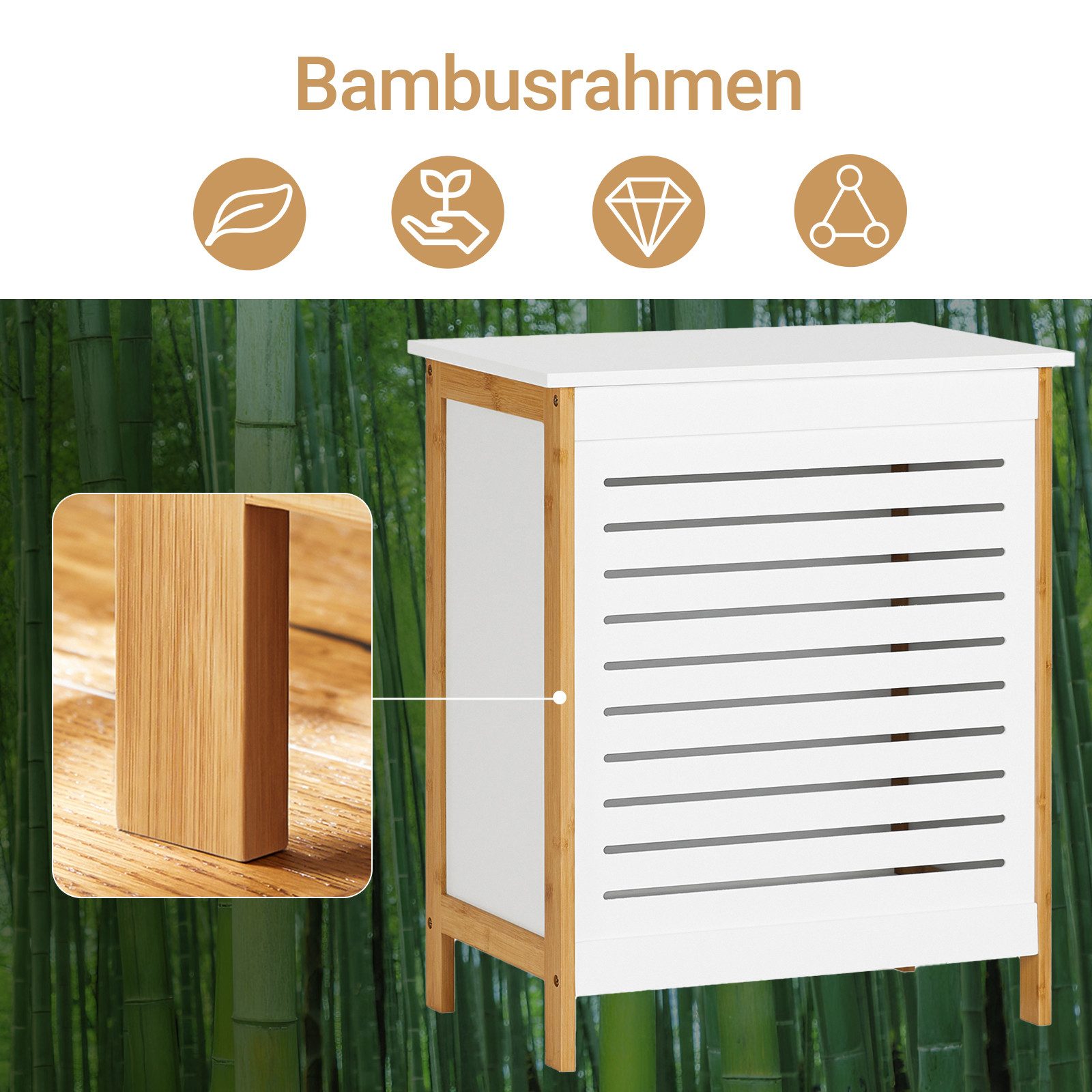 SoBuy Wäschetruhe FSS66, Badkommode Badschrank Wäscheschrank Badezimmerschrank, Wäschekorb Wäschebox Wäschesammler Wäschetonne mit Deckel