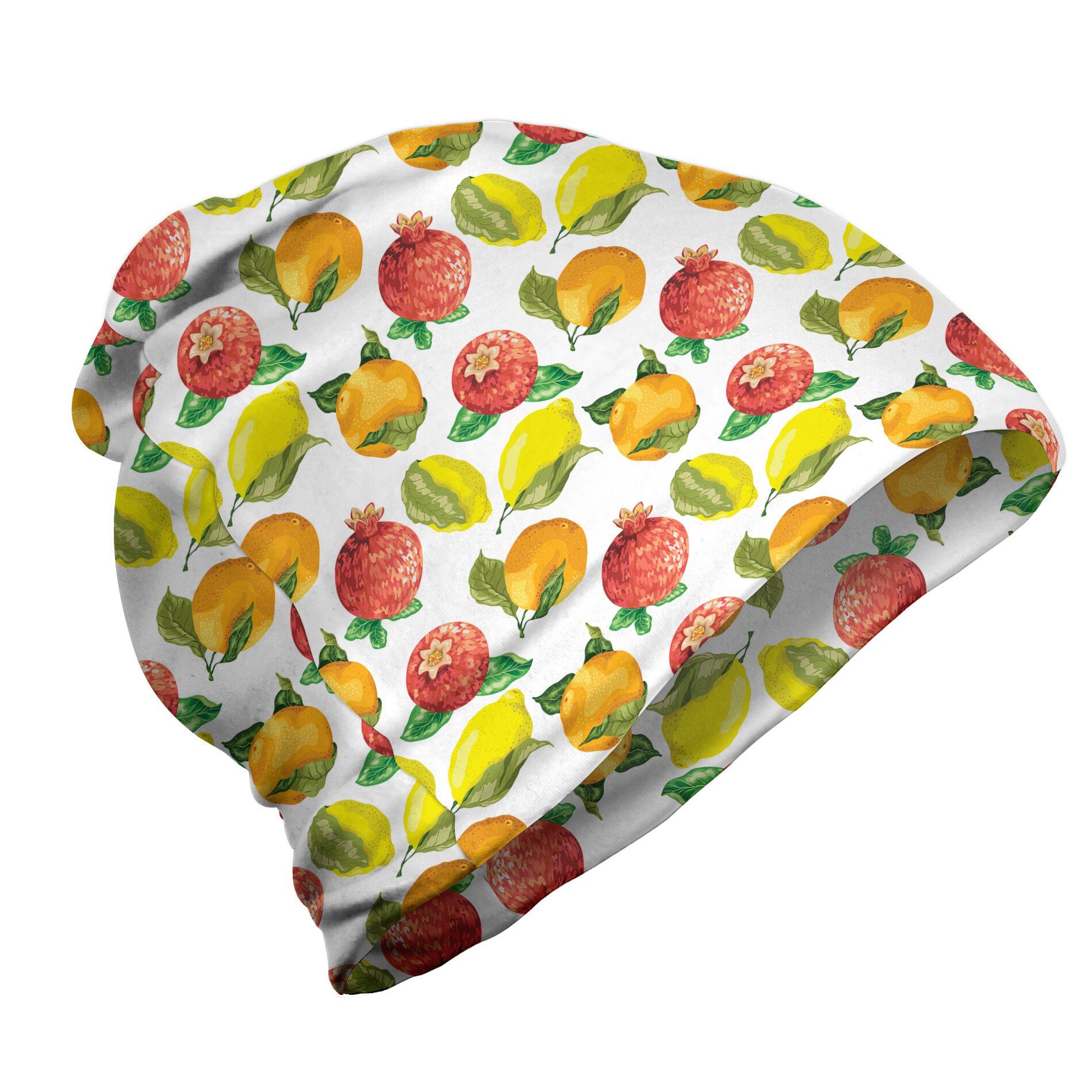 Abakuhaus Beanie Citrus Blumen Freien im Wandern Aquarell Granatapfel