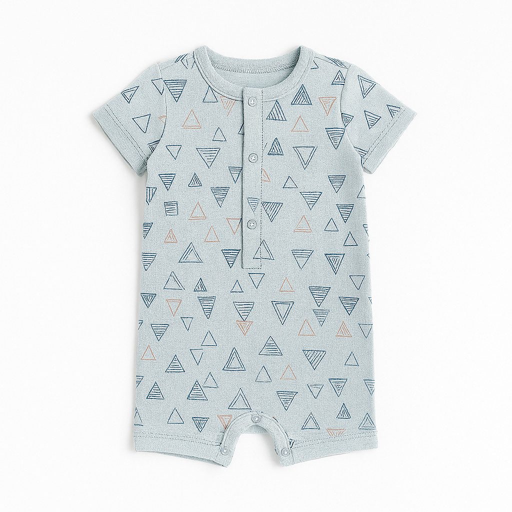 Lorey Medtec Strampler Baby Jungen Strampler kurz, Grau, Grün, 100 % Baumwolle