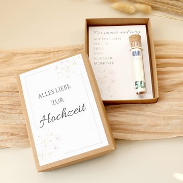 Timando Geschenkbox Geldgeschenk Verpackung zur Hochzeit (Box mit Karte & Reagenzglas, Hochzeitsgeschenk für Brautpaar Geschenk Geld)