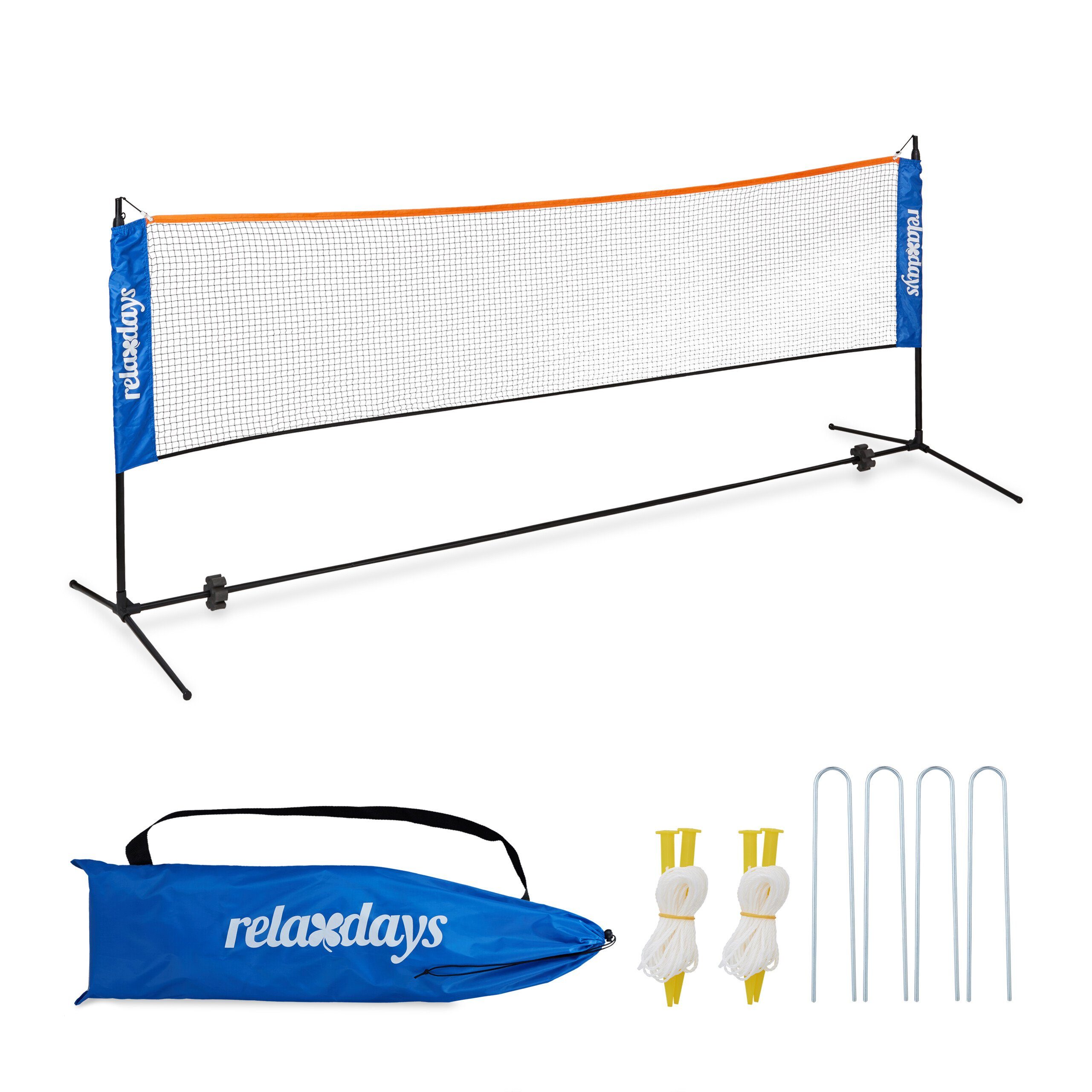 relaxdays Badmintonnetz Höhenverstellbares Badminton Netz (12-St)