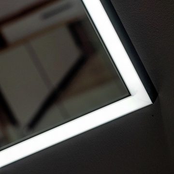 Lomadox Badspiegel, schwarz mit Beleuchtung 68/83/3 cm