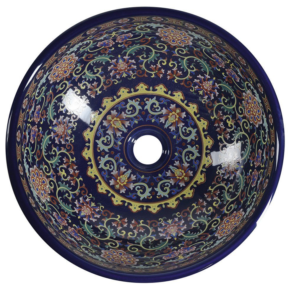 Sapho Waschtisch PRIORI Keramik-Waschtisch Ø 41 cm, lila mit Muster, Sapho-PI022