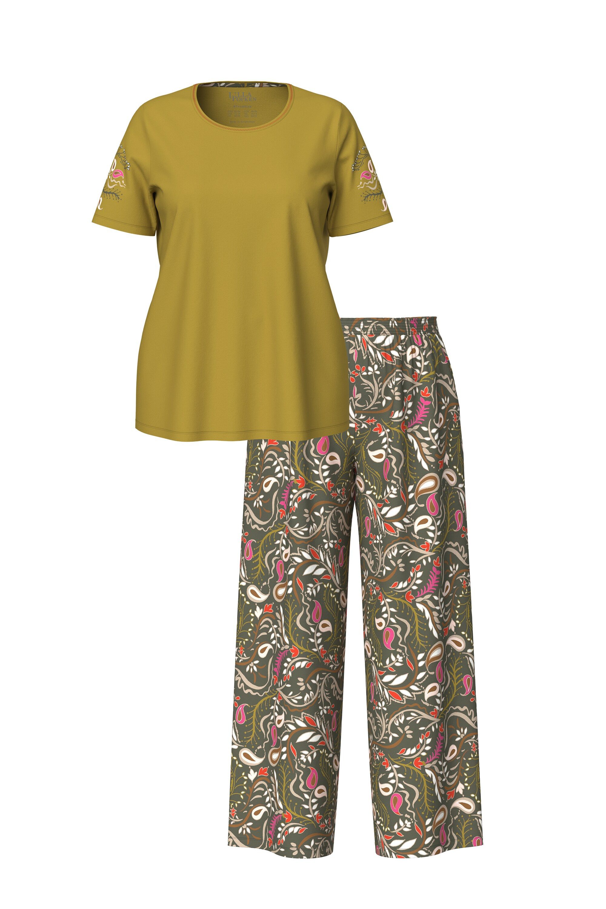 Ulla Popken Pyjama Pyjama Paisleymuster Rundhals günstig online kaufen