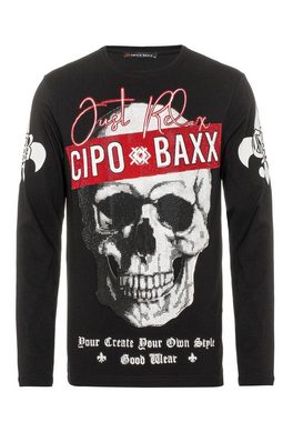 Cipo & Baxx Langarmshirt mit aufwendigem Strass-Design