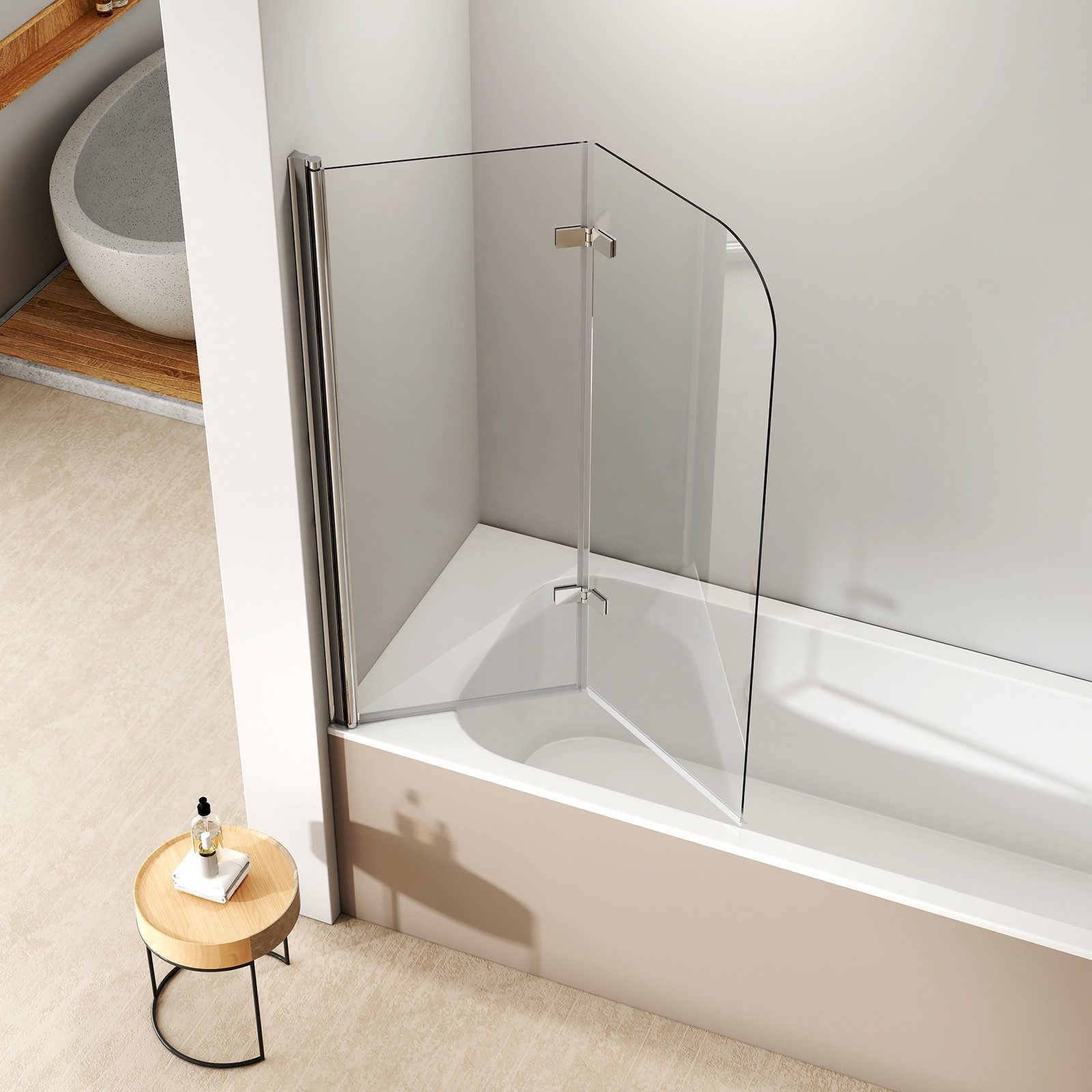 EMKE Badewannenaufsatz Duschwand für Badewanne,2-teilig Duschwand günstig online kaufen