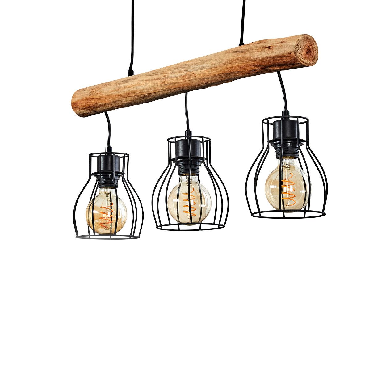 hofstein Pendelleuchte »Aprica« moderne Hängelampe aus Metall/Holz in Schwa günstig online kaufen