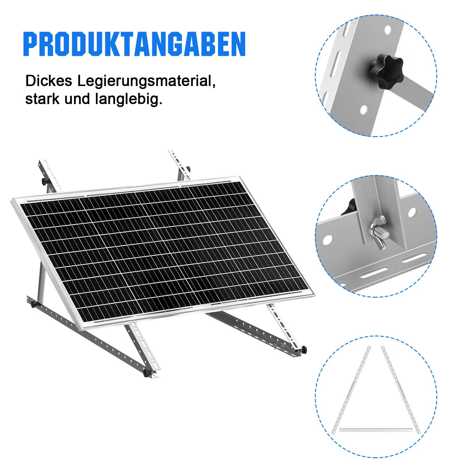 GLIESE Balkonkraftwerk 118 cm Solarmodul-Halterung, 0% Mehrwertsteuersatz, (2 Sets Solarmodulhalterungen und Montagezubehör (ohne Solarmodule) – Bild 4 von 5
