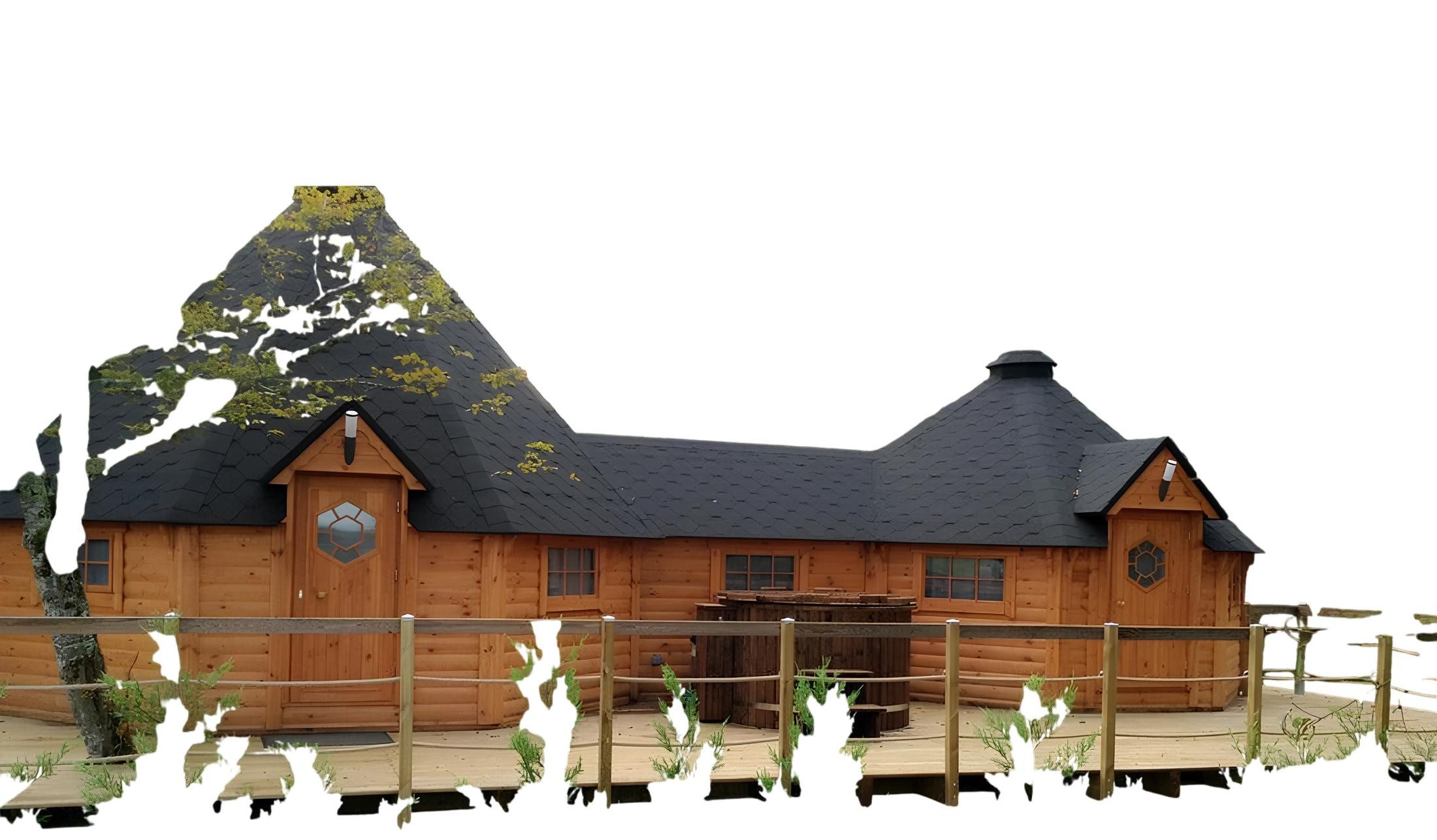 JVmoebel Grillkota Grillkota Hütte 25 m² aus Holz - Finnische Grillhaus Transparent, Made in Europe