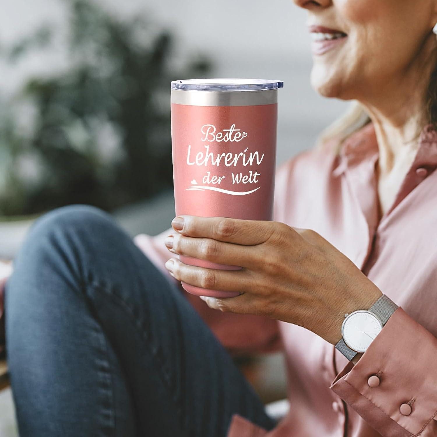 LuxusKollektion Coffee-to-go-Becher Lehrerin Abschiedsgeschenk Thermobecher Dankeschön 600ml Roségold