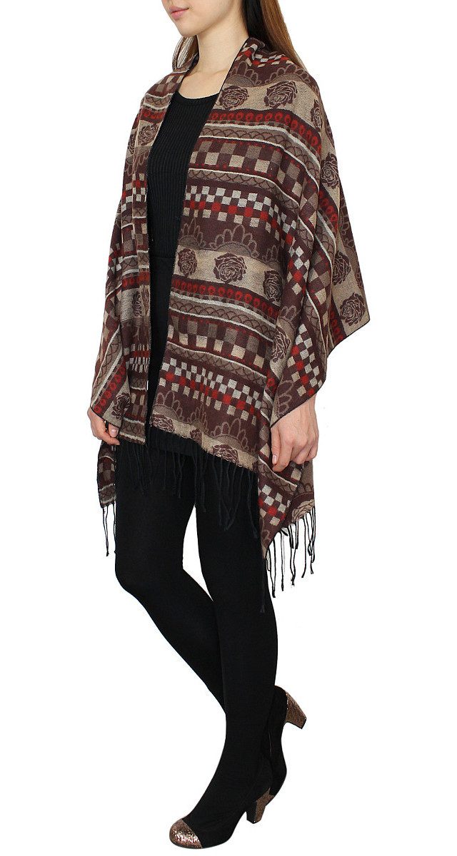 dy_mode XXL-Schal Damen Schultertuch Großer Schal Stola Überwurf Geblümt, mit Fransen