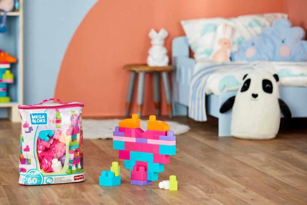 Mattel® Lernspielzeug MEGA BLOKS Bausteinbeutel pink 60 Stück – Bild 5 von 5