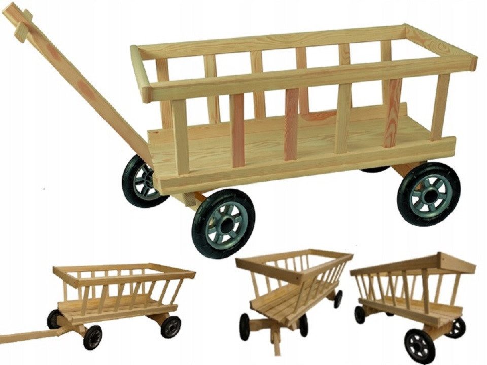 COIL Handwagen Leiterwagen, Spielzeug-Kinderwagen, Handgefertigt aus Holz, (klein/groß), Gartendekorationen, Schwenkbare Vorderrader, Selbstmontage