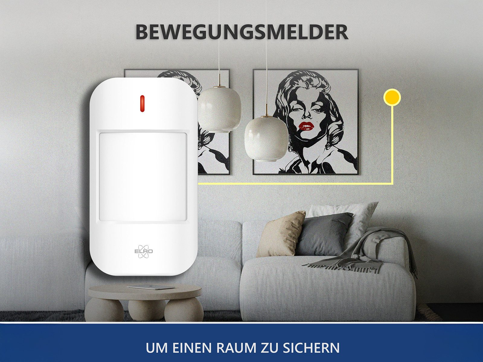 Elro Bewegungsmelder Bewegungsmelder für ELRO AS98S Home2, Bewegungsmelder für ELRO AS98S Home2 Alarmsystem, Höhe 9cm