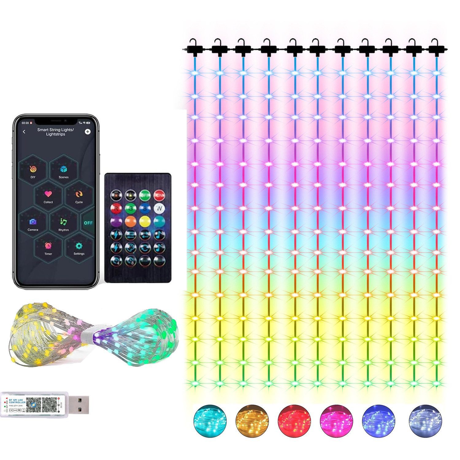 XERSEK LED Nachtlicht Netzkabel/USB LED LED-Lichterkette Lichtervorhang Wei günstig online kaufen