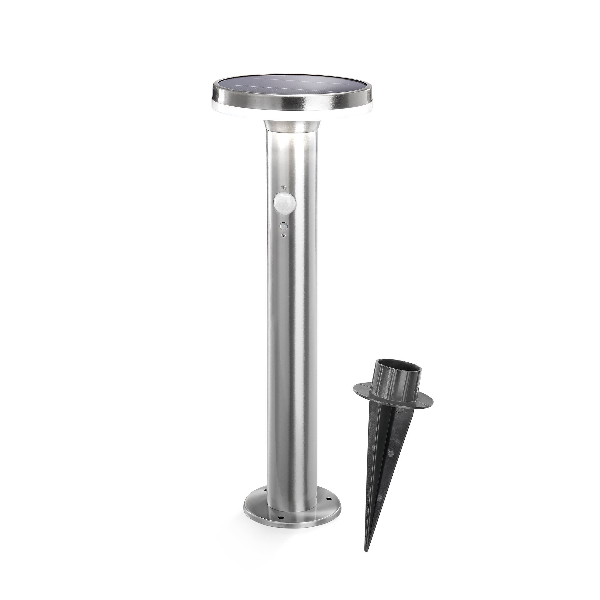 esotec LED Solarleuchte Edelstahl PIR Standleuchte LENA H=45cm 4000K Außenleuchte 102594