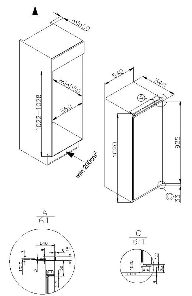 Amica Einbaukühlschrank EVKSS 351 216, 102 cm hoch, 54 cm breit, Ruhig, übersichtlich, praktisch – dein Kühlschrank für jeden Tag – Bild 2 von 2