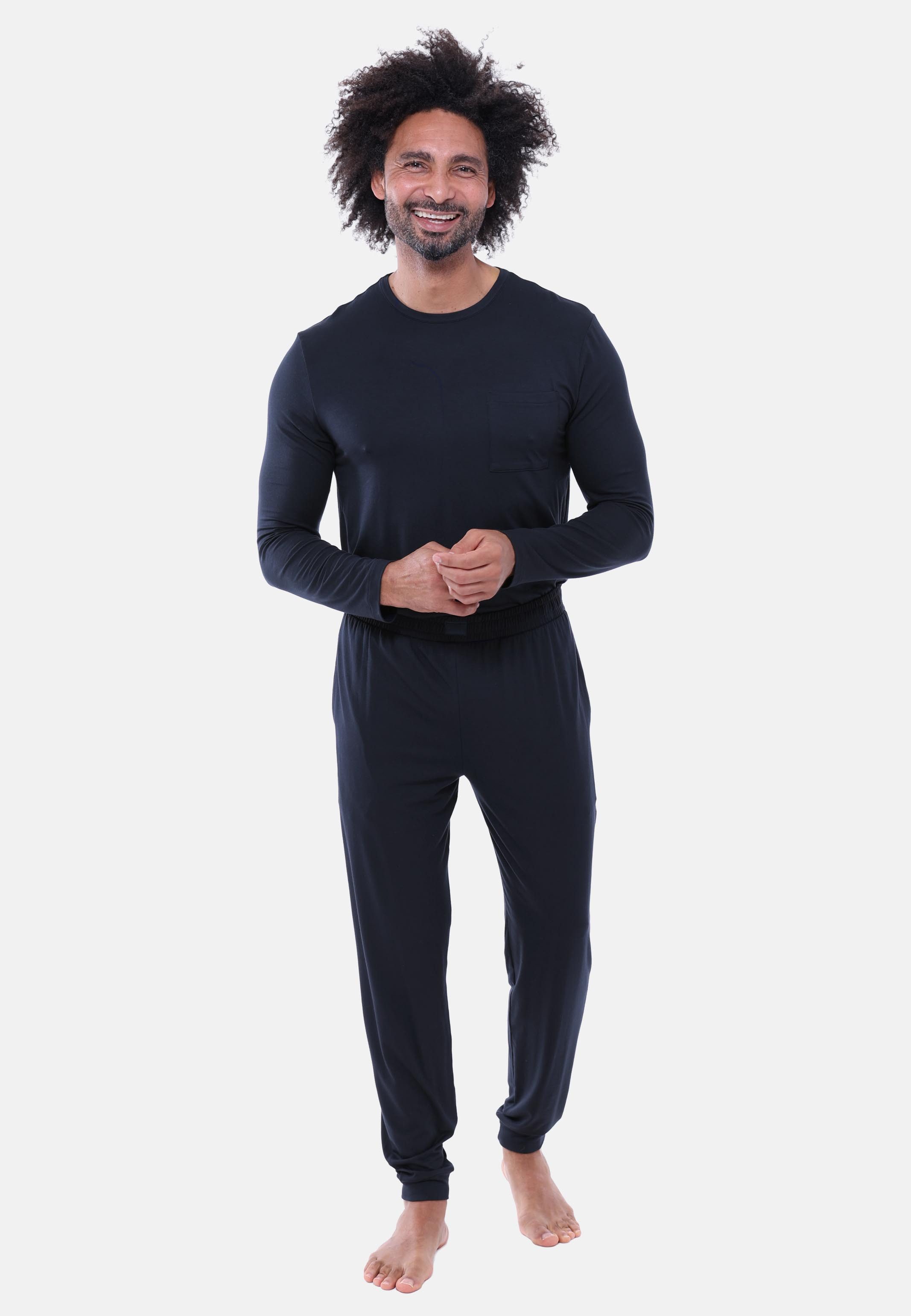 Mey Pyjama Jefferson (Set, 2 tlg) Schlafanzug - Blickdicht - Set aus Langarm-Shirt und langer Hose