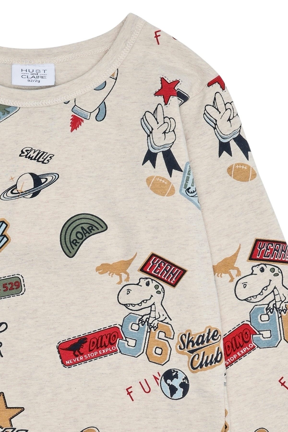 Hust & Claire Langarmshirt Anton Badges (1-tlg) Hust & Claire Jungen Langarmshirt “Anton Badges” – Allover-Muster