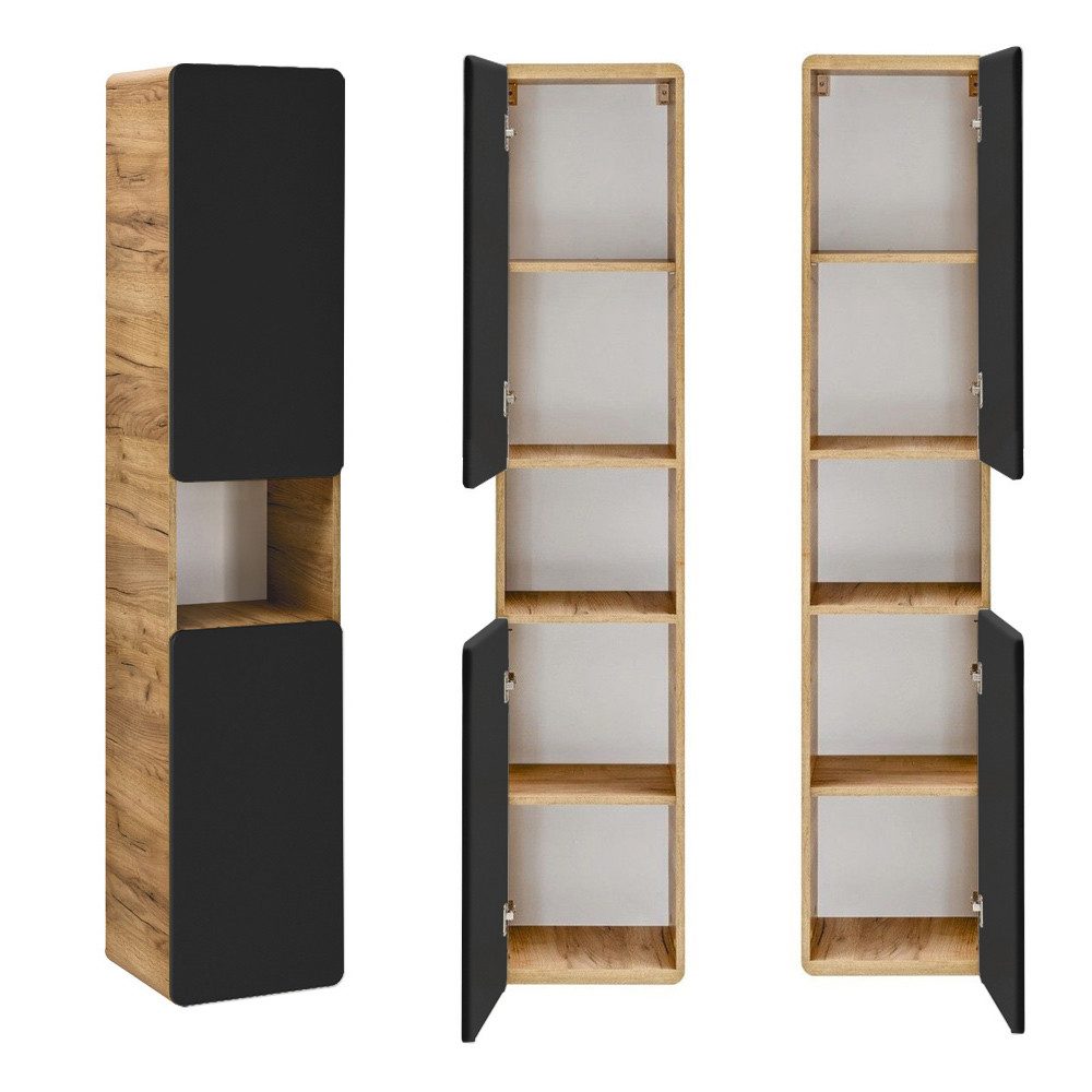 Lomadox Hochschrank NEW-LUTON Badezimmer in seidenmatt günstig online kaufen