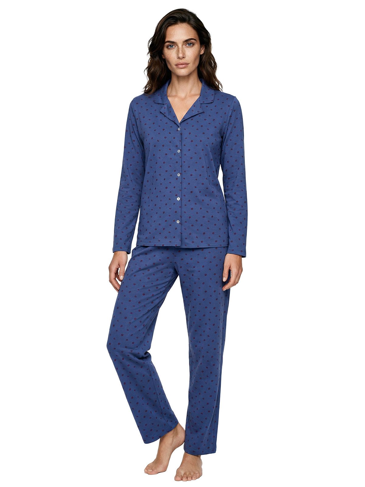 zeitlos Pyjama Pyjama Set Langarm - Kussmund günstig online kaufen