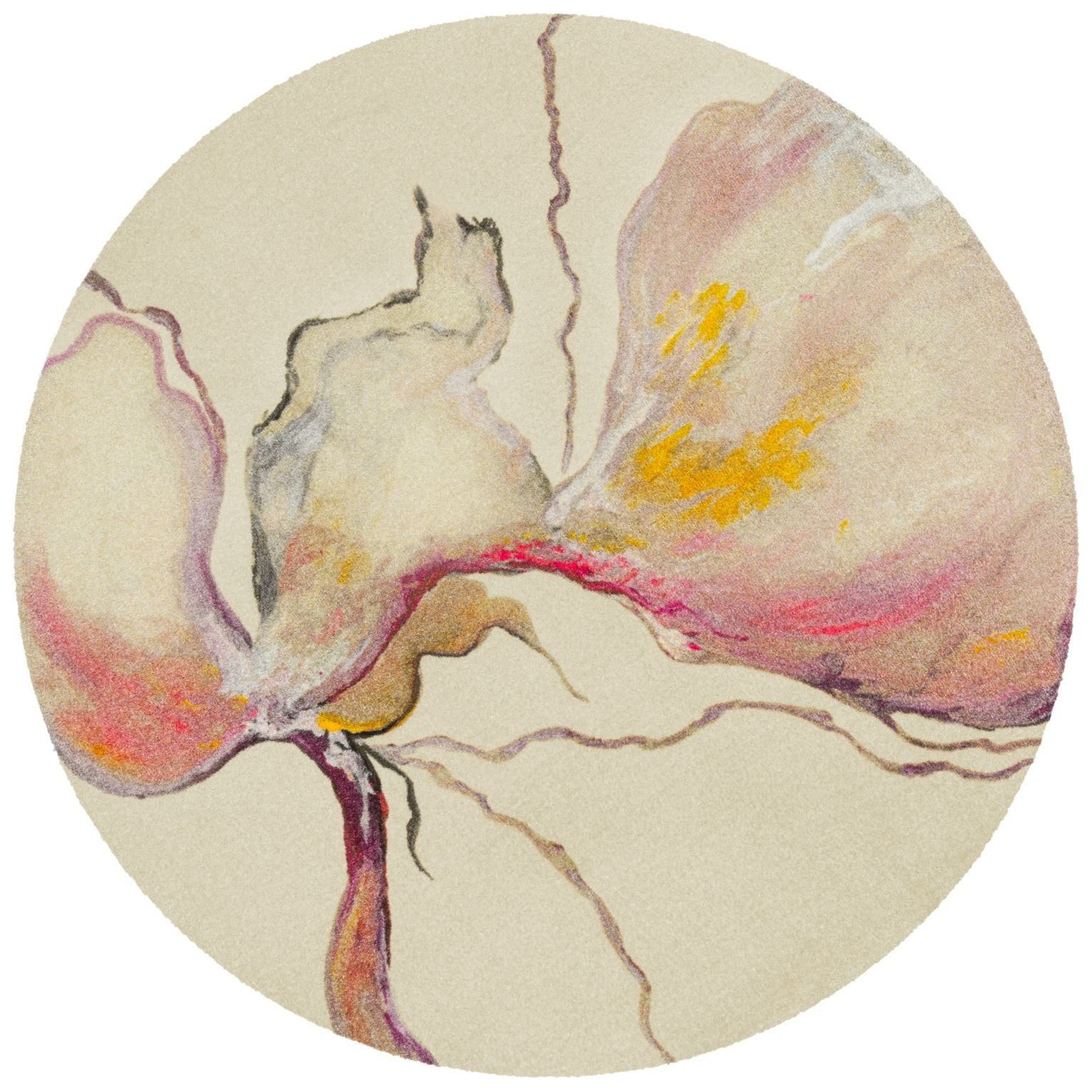 Floornovo Fußmatte Floornovo Teppich Rosa Akzent waschbare Fussmatte, rund, rutschfest