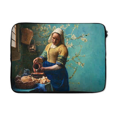 MuchoWow Laptop-Hülle Milchmädchen - Mandelblüte - Van Gogh - Vermeer - Gemälde - Alte 13.3 Zoll, Laptopsleeve, weiches Innenfutter zum Schutz Kratzern, Laptoptasche