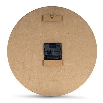 Levandeo® Wanduhr (Wanduhr 30x30cm Uhr Holz Braun Küchenuhr Weltkarte Wanddeko Deko)