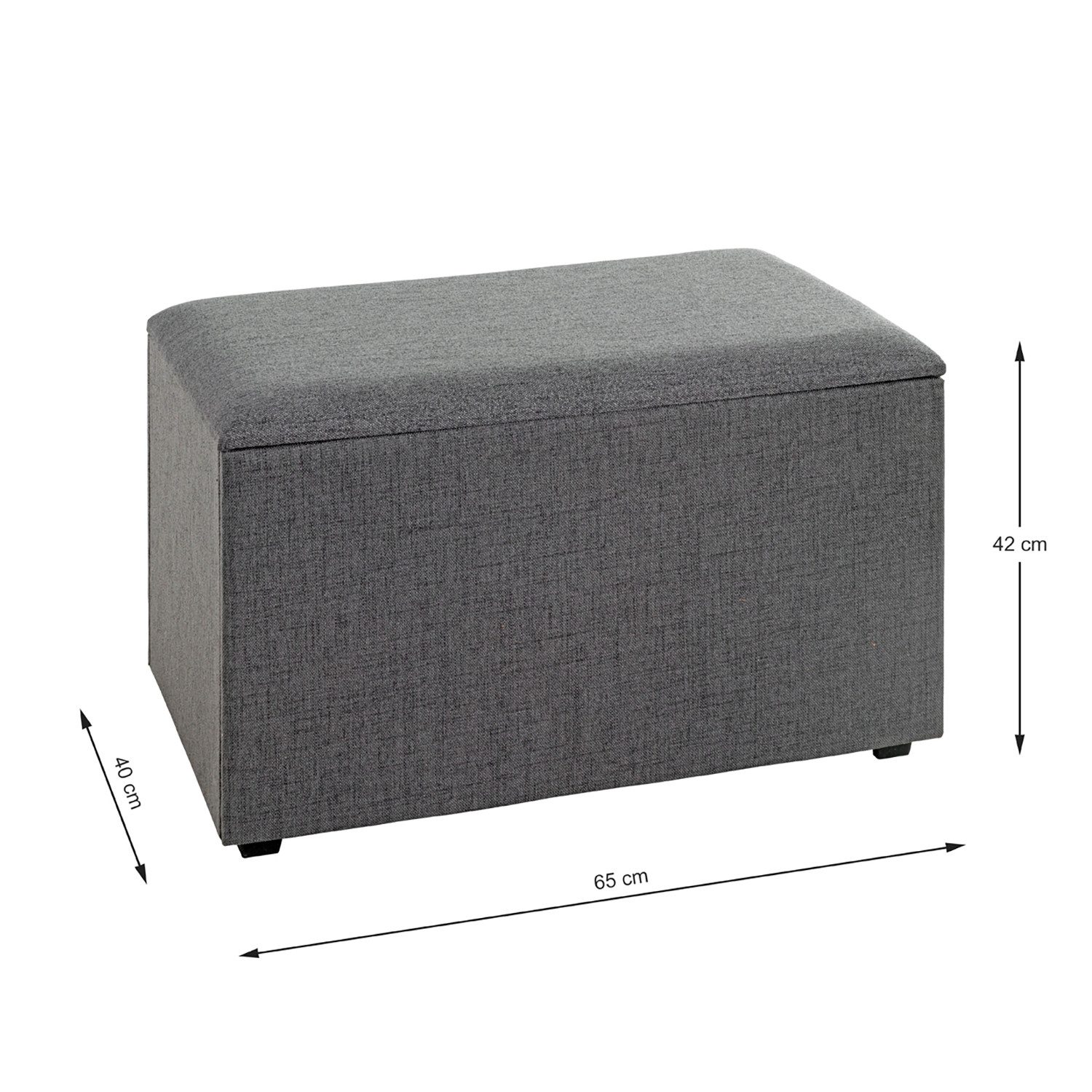 HAKU Sitztruhe Truhe - anthrazit - MDF, Textilgewebe - H. 42cm x B. 65cm - Sitzbank (1xSitztruhe, Deckelbank - Truhenbank), Banktruhe - Truhenbank - Sitzkiste - Kistenbank
