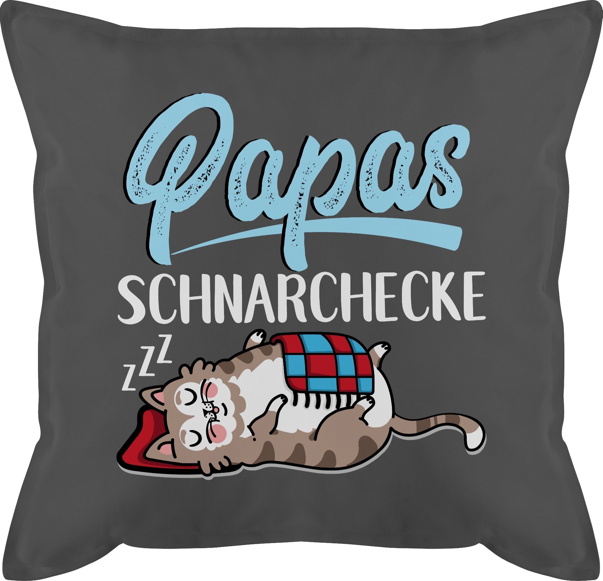 Kissen Vatertagsgeschenk Shirtracer Schnarchecke - Katze Papas 1 Grau Dekokissen weiß/blau,