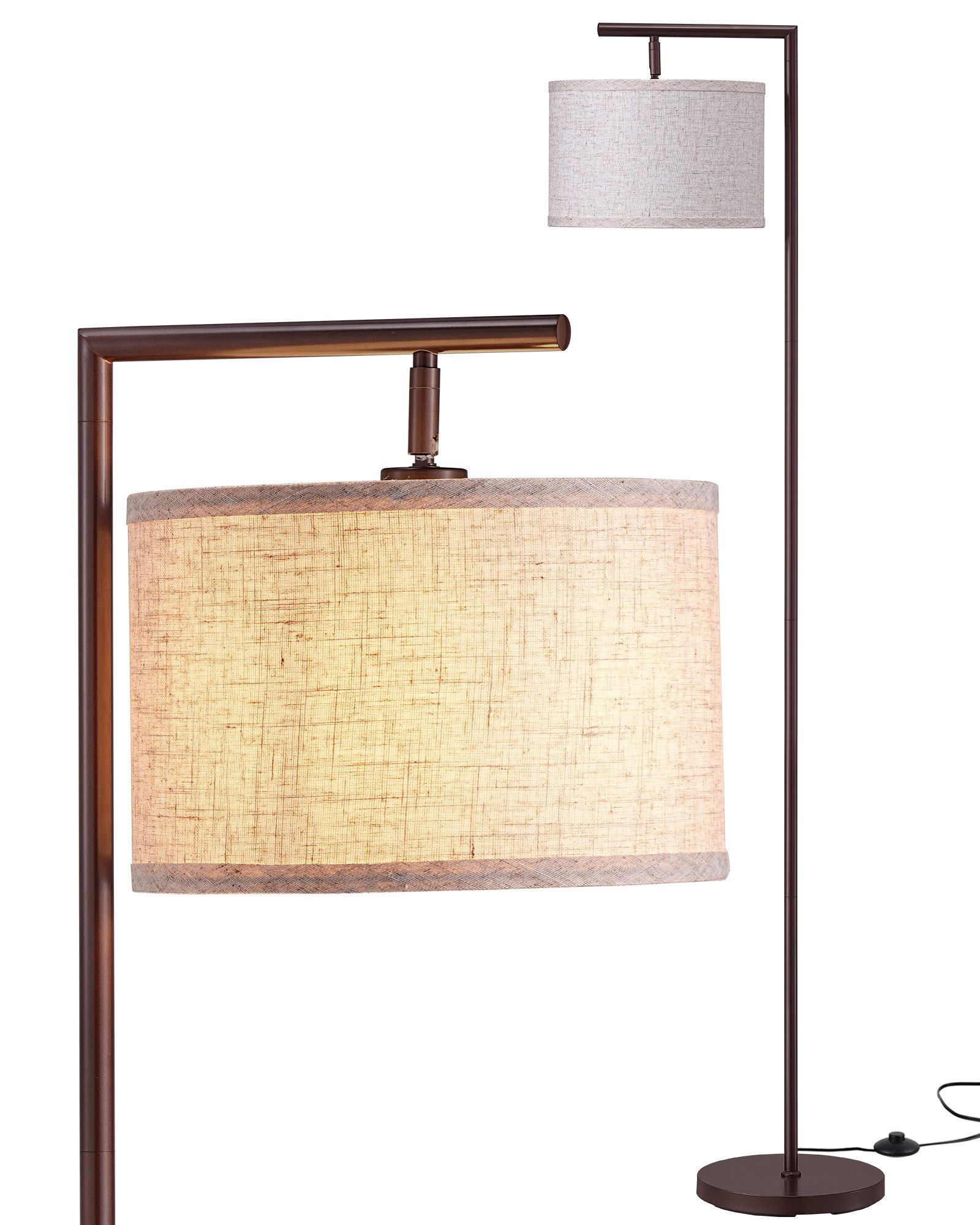 EDISHINE Stehlampe Wohnzimmer 160cm, Lampenschirm verstellbar, LED wechselbar, warmweiß, mit Lampenschirm aus Leinen