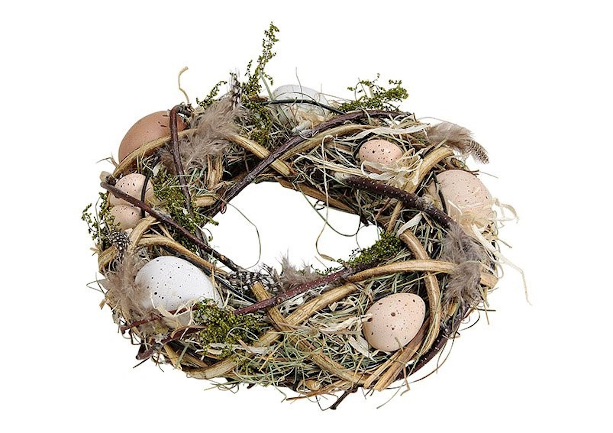 G.Wurm GmbH Osterei Osterkranz Holz mit Kunststoff Eier Dekor in braun (B/H/T) 25x25x7cm