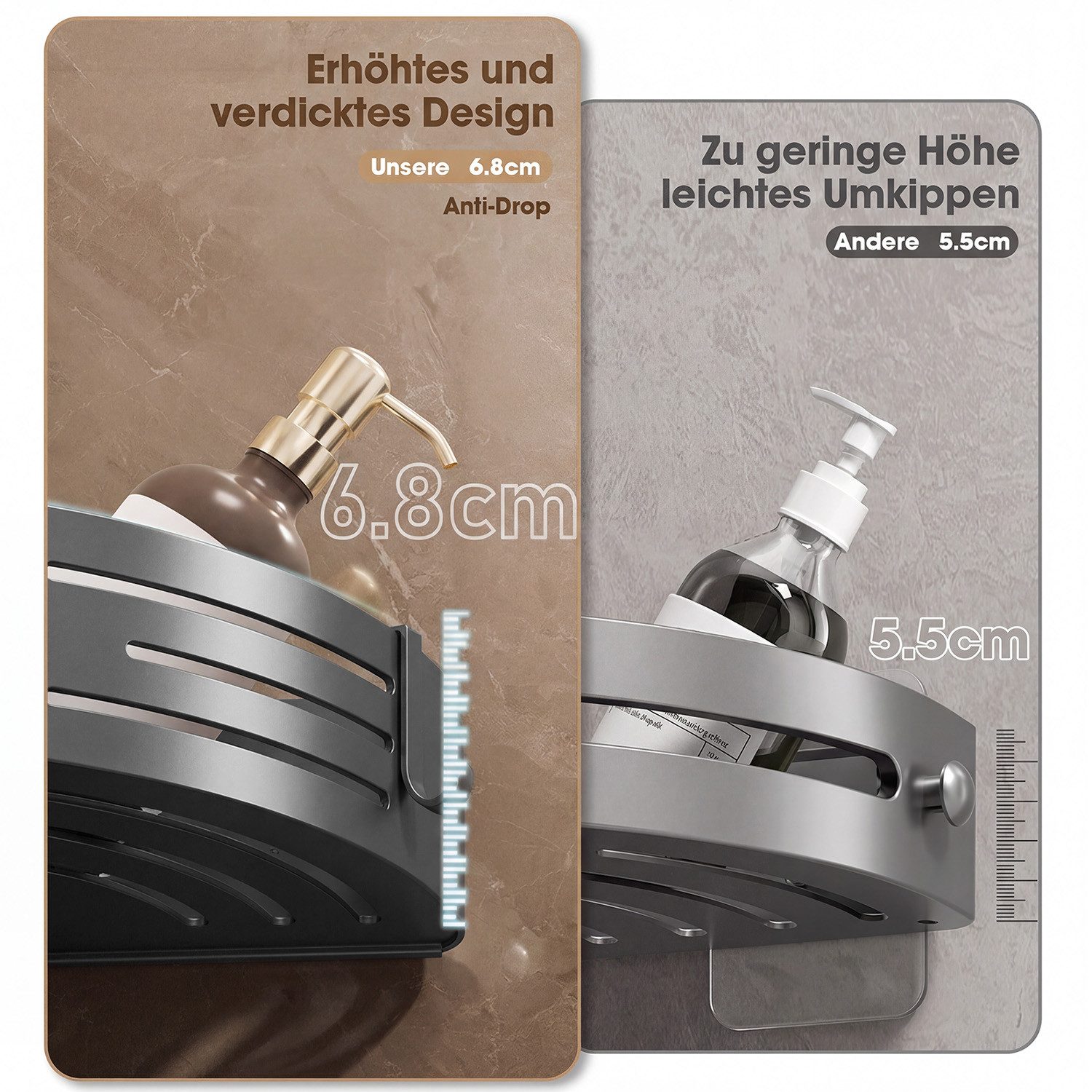 ANYSUN Duschregal Duschablage ohne Bohren Badezimmer Organizer,Badregal Duschregal, 1-tlg., Duschkörbe für Bad Küche Toilette