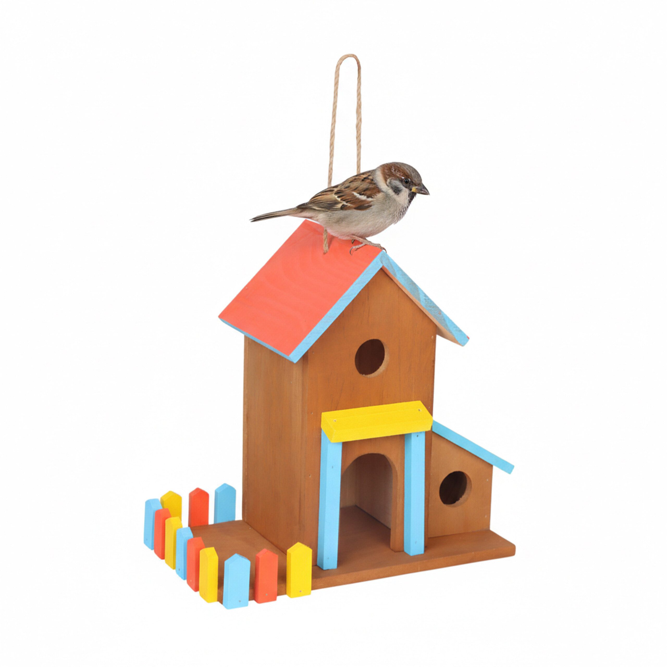 relaxdays Vogelhaus Buntes Vogelhaus zum Aufhängen