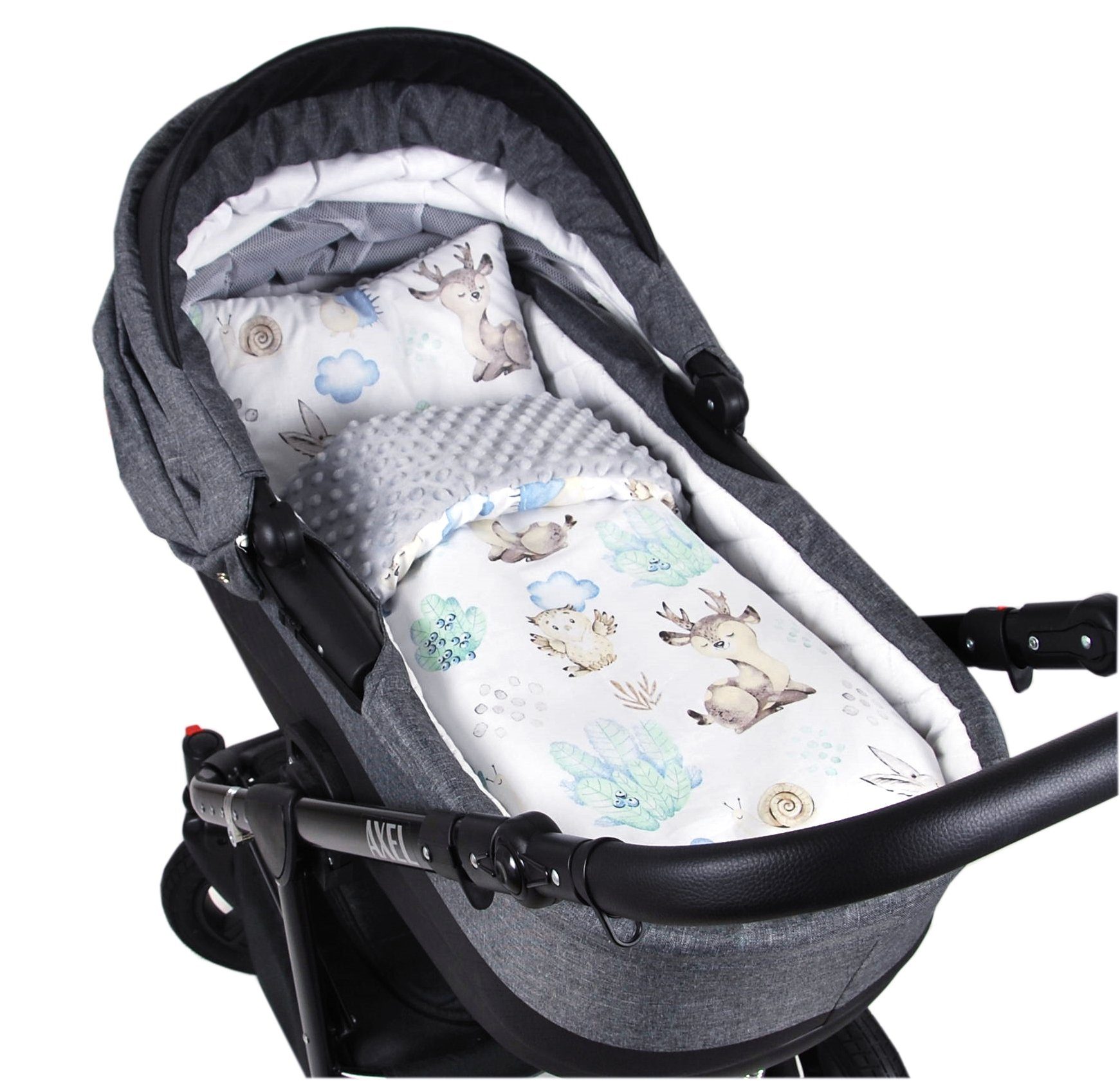 Kinderdecke BABYLUX Babydecke MINKY 2Set Kuscheldecke Decke 75 x 60cm Kinderwagen, BabyLux, MP122 - Grau + Igel