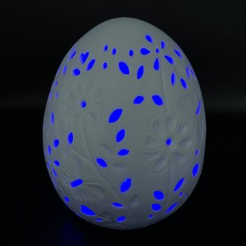 Online-Fuchs Osterei 3 LED Ostereier aus Keramik mit Timerfunktion - Deko Ostern (3tlg), Warmweiß oder Farbwechsel wählbar