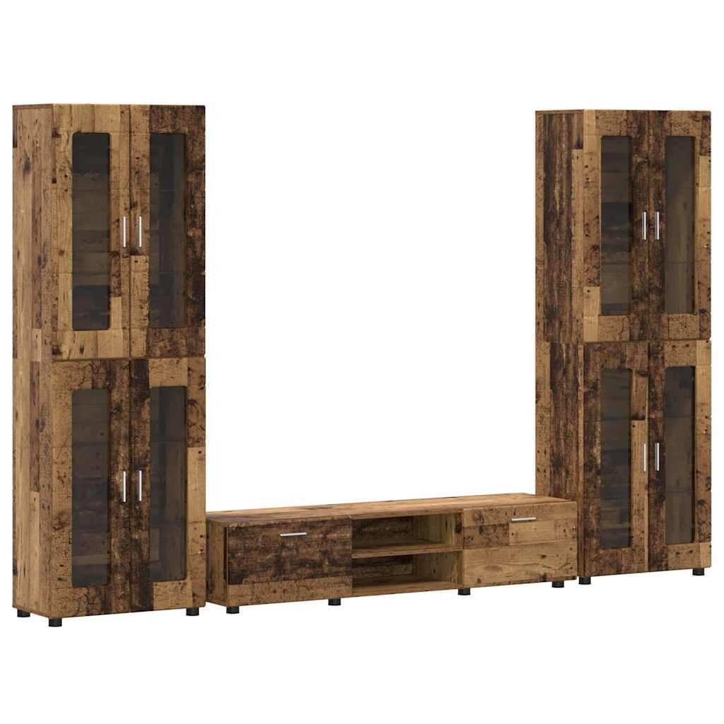 vidaXL Wohnzimmer-Set TV-Schrankset mit Schubladen FLORIN 3 pcs Altholz Holzwerkstoff, (3-St)
