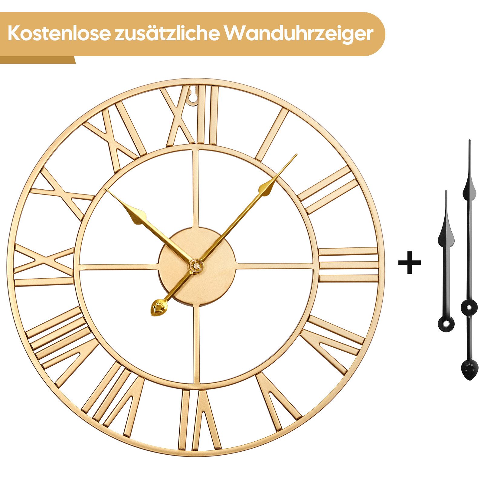 Yorbay Wanduhr Große XL aus Metall,Wohnzimmeruhr mit Romischer Ziffern Vint günstig online kaufen