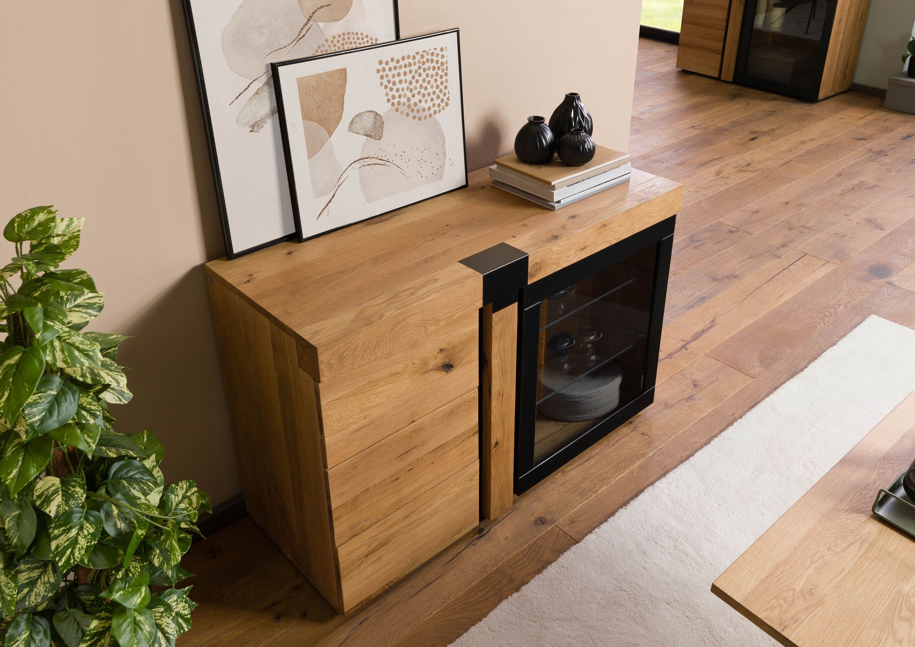Massivmoebel24 Sideboard ROTTERDAM (Massivholz), Wildeiche 115x45x75 natur geölt ROTTERDAM #115
