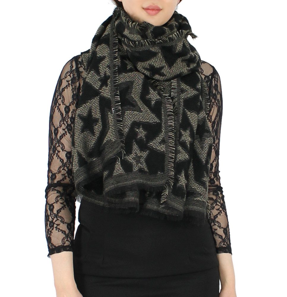 dy_mode XXL-Schal Damen Schultertuch XXL-Schal Stola Übergroßer Strick Schal, kurze Fransen