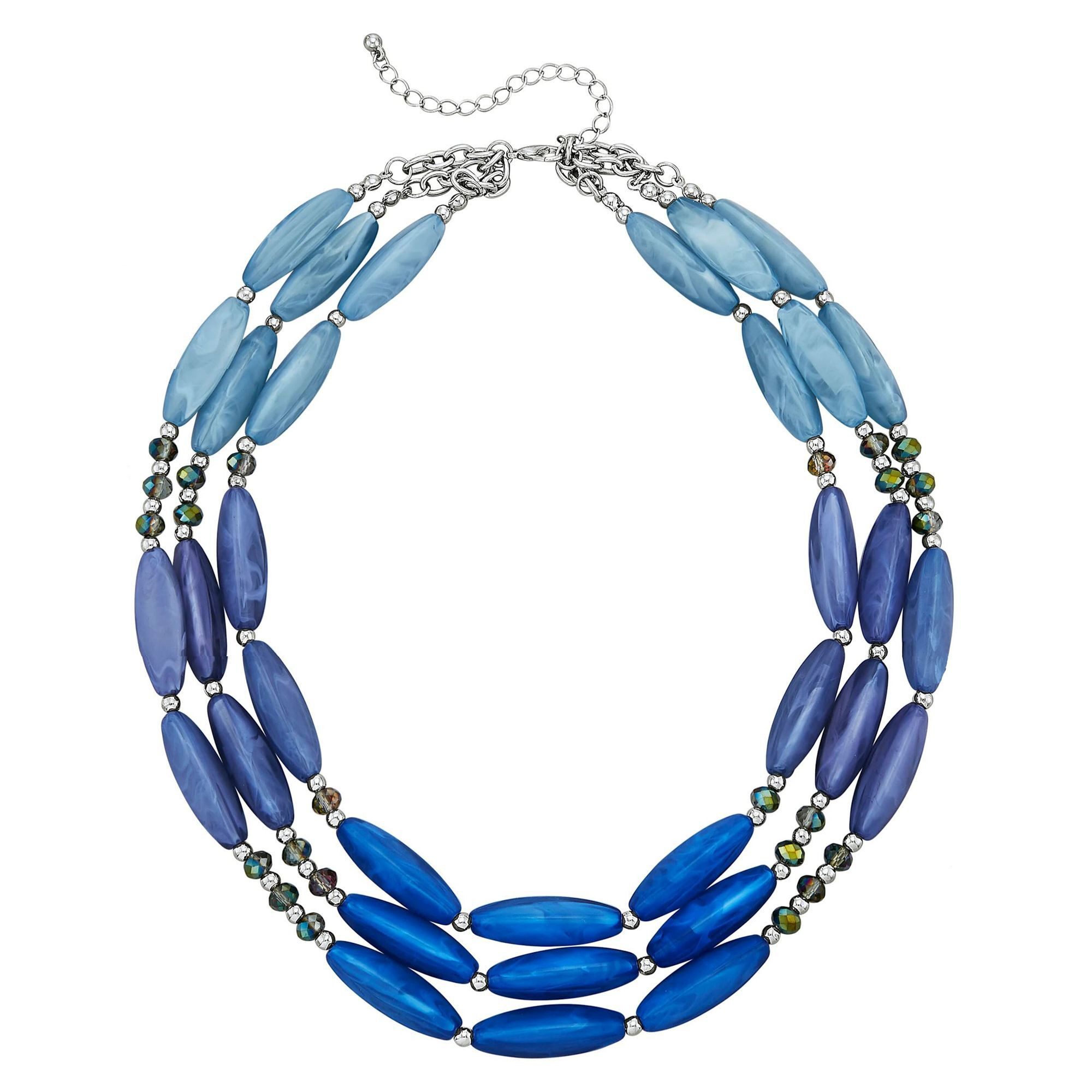 Collierkettchen Acryl blau Metal glanz Karabiner