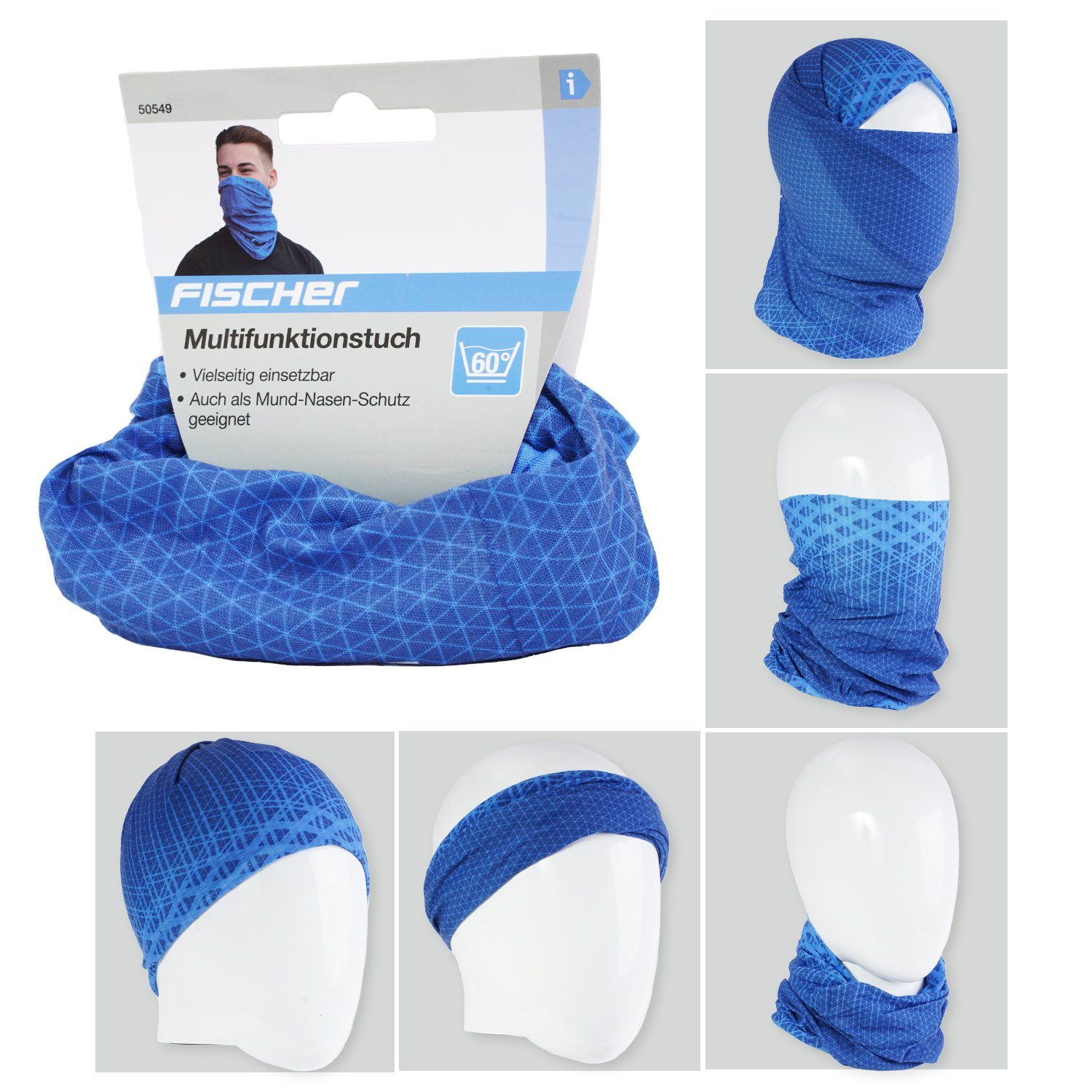 FISCHER Fahrrad Multifunktionstuch Multifunktionstuch Schlauchtuch Loop Blau, Schlauch-Schal Halstuch Bandana Outdoor Sport