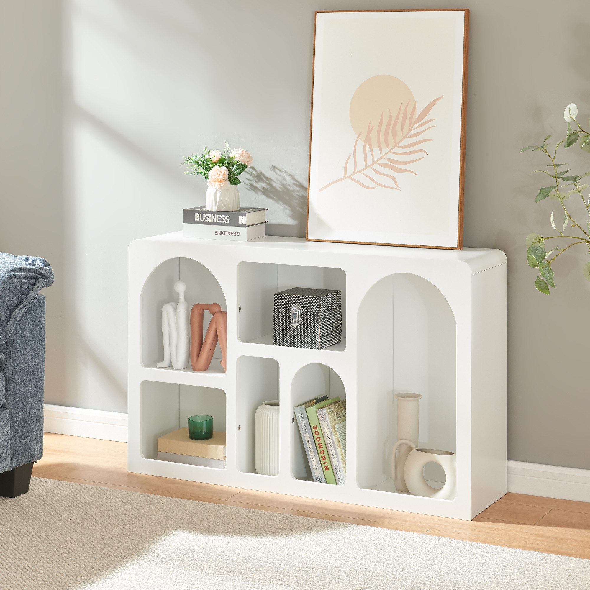 en.casa Sideboard, »Vågå« mit offenen Fächern 110x30x70 cm Weiß günstig online kaufen