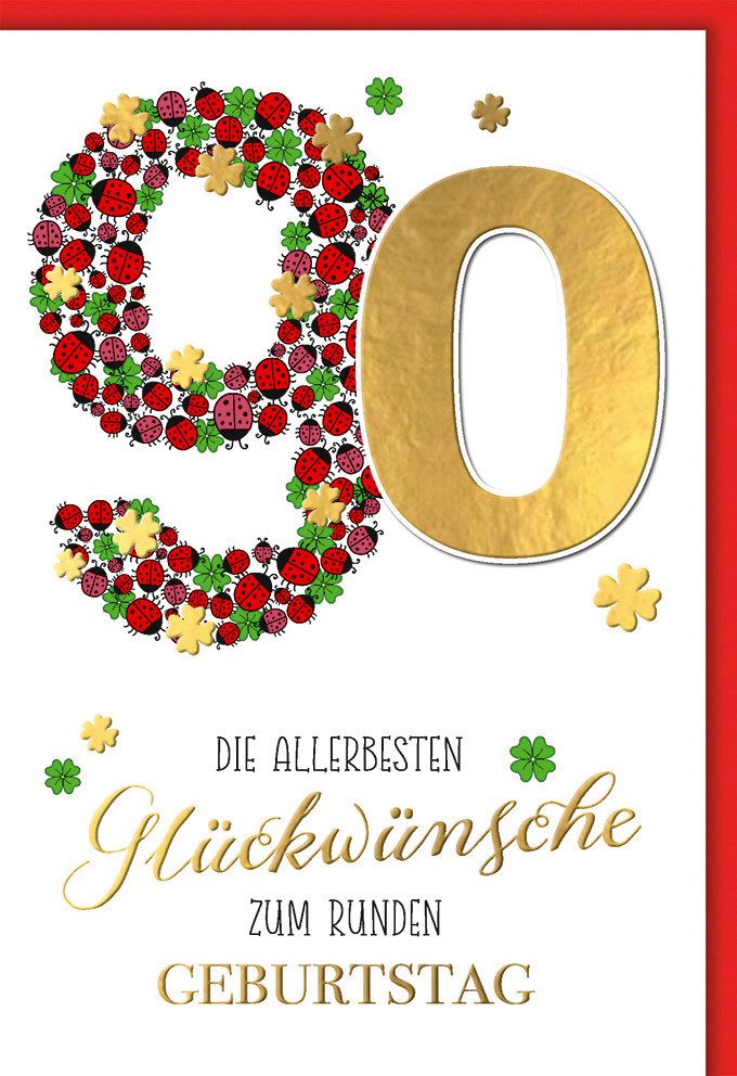 Verlag Dominique Grußkarten 90. Geburtstag Karte mit Umschlag