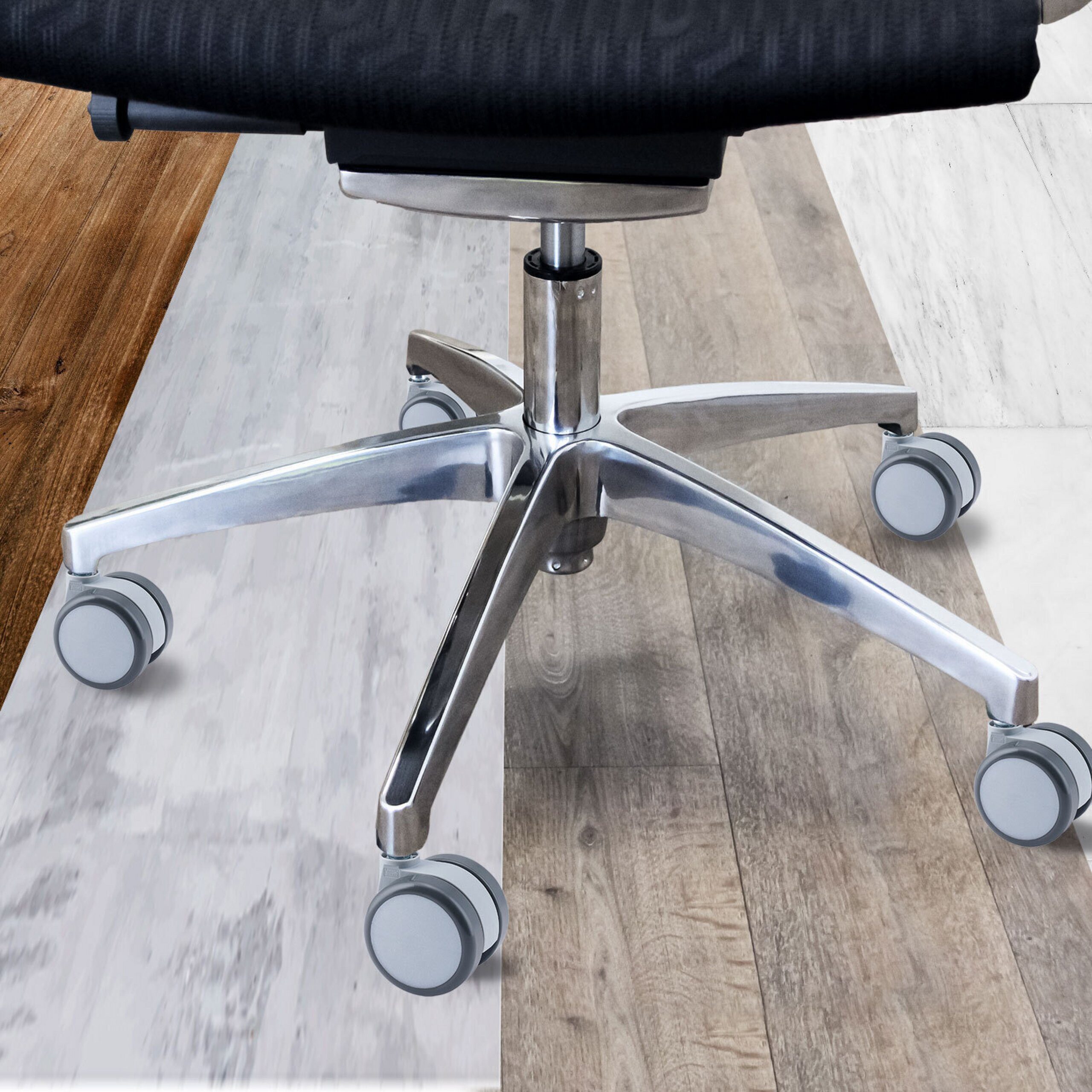 hjh OFFICE Stuhlrolle Stuhlrollen 5X Rolo Move 60 11Mm/60Mm, (5er Pack), Hartbodenrollen Bürostuhl, Rollen für Schreibtischstuhl