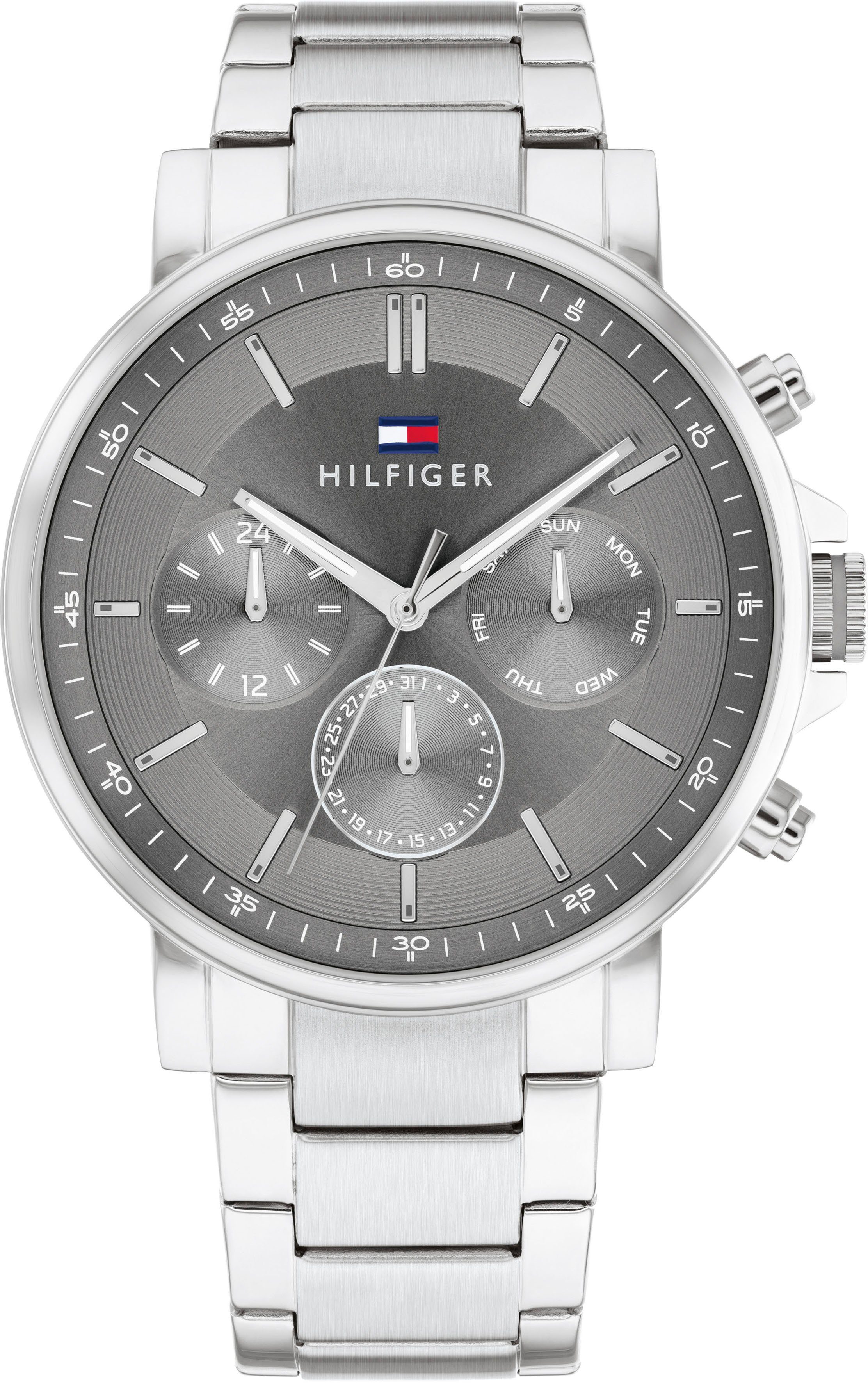 Tommy Hilfiger Multifunktionsuhr Tyson, Quarzuhr, Armbanduhr, Herrenuhr, Datum, 12/24-Std.-Anzeige, analog